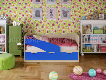 Кровать Бабочки 1,6м (Синий матовый) в Мичуринском - michurinskij.mebel54.com | фото