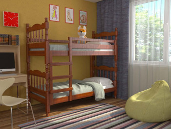 Кровать двухъярусная Соня из массива сосны 800*1890 Орех в Мичуринском - michurinskij.mebel54.com | фото