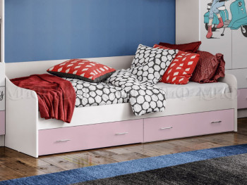Кровать Fashion-1 Вега 0,9 м (Белый/Розовый) в Мичуринском - michurinskij.mebel54.com | фото