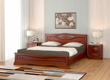 Кровать Карина-7 из массива сосны 1400*2000 Орех в Мичуринском - michurinskij.mebel54.com | фото