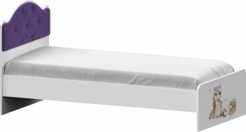 Кровать Каспер с мягкой спинкой и фотопечатью (800х1900)Белый/Фиолетовый в Мичуринском - michurinskij.mebel54.com | фото