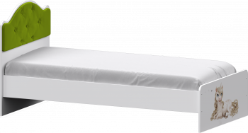 Кровать Каспер с мягкой спинкой и фотопечатью (900х1900)Белый/Лайм в Мичуринском - michurinskij.mebel54.com | фото