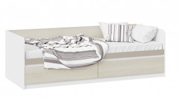 Кровать «Сканди» с 2 ящиками Дуб Гарден/Белый/Глиняный серый в Мичуринском - michurinskij.mebel54.com | фото