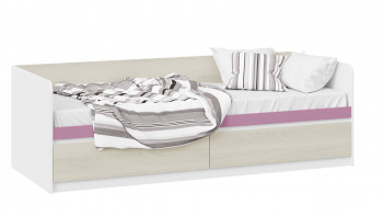 Кровать «Сканди» с 2 ящиками Дуб Гарден/Белый/Лиловый в Мичуринском - michurinskij.mebel54.com | фото