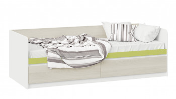 Кровать «Сканди» с 2 ящиками Дуб Гарден/Белый/Зеленый в Мичуринском - michurinskij.mebel54.com | фото