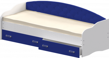 Кровать Софа-8 с мягкой спинкой (900х1900) Белый/Синий в Мичуринском - michurinskij.mebel54.com | фото