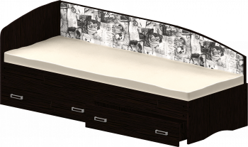 Кровать Софа-9 с мягкой спинкой с рисунком Милана (900х1900) Венге в Мичуринском - michurinskij.mebel54.com | фото