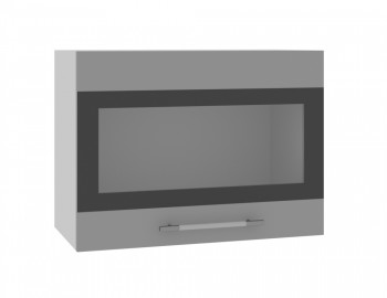 Норд ШВГС 600 Шкаф верхний горизонтальный со стеклом (Софт черный/корпус Белый) в Мичуринском - michurinskij.mebel54.com | фото
