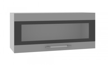 Норд ШВГС 800 Шкаф верхний горизонтальный со стеклом (Софт черный/корпус Белый) в Мичуринском - michurinskij.mebel54.com | фото