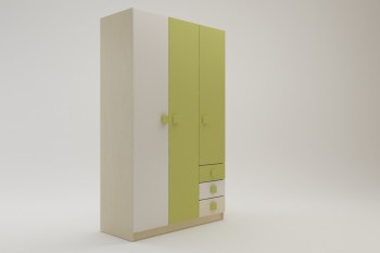 Шкаф 3-х створчатый с ящиками Эппл (Зеленый/Белый/корпус Клен) в Мичуринском - michurinskij.mebel54.com | фото