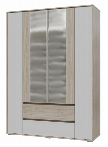 Шкаф 4-х дверный с ящиками Мальта 1600 Дуб сонома/Рамух белый в Мичуринском - michurinskij.mebel54.com | фото