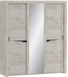 Шкаф трехдверный Соренто с раздвижными дверями Дуб бонифаций/Кофе структурный матовый в Мичуринском - michurinskij.mebel54.com | фото