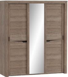 Шкаф трехдверный Соренто с раздвижными дверями Дуб стирлинг/Кофе структурный матовый в Мичуринском - michurinskij.mebel54.com | фото